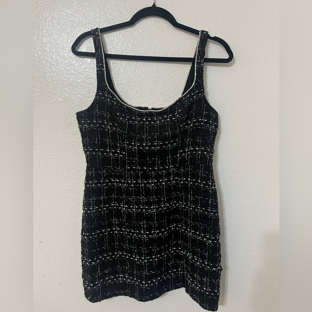 B. Smart Elegant Black and White Tweed Dress